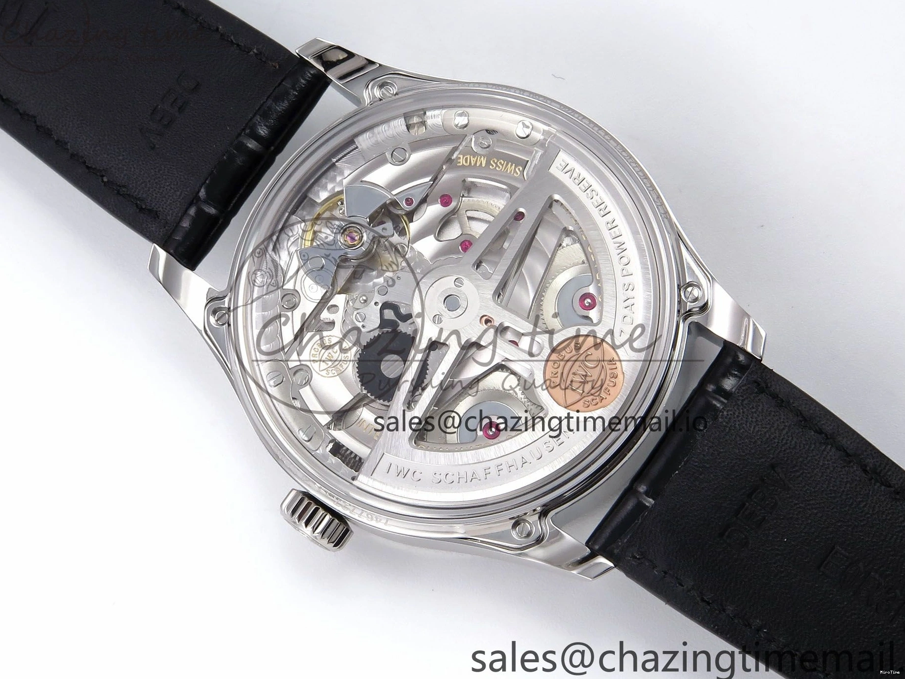 MIROTIME 0127 Portugieser Automatic SS IW501704 APSF 1:1 Best Edition Blue Dial on Black Leather Strap A HighPerformance 7008